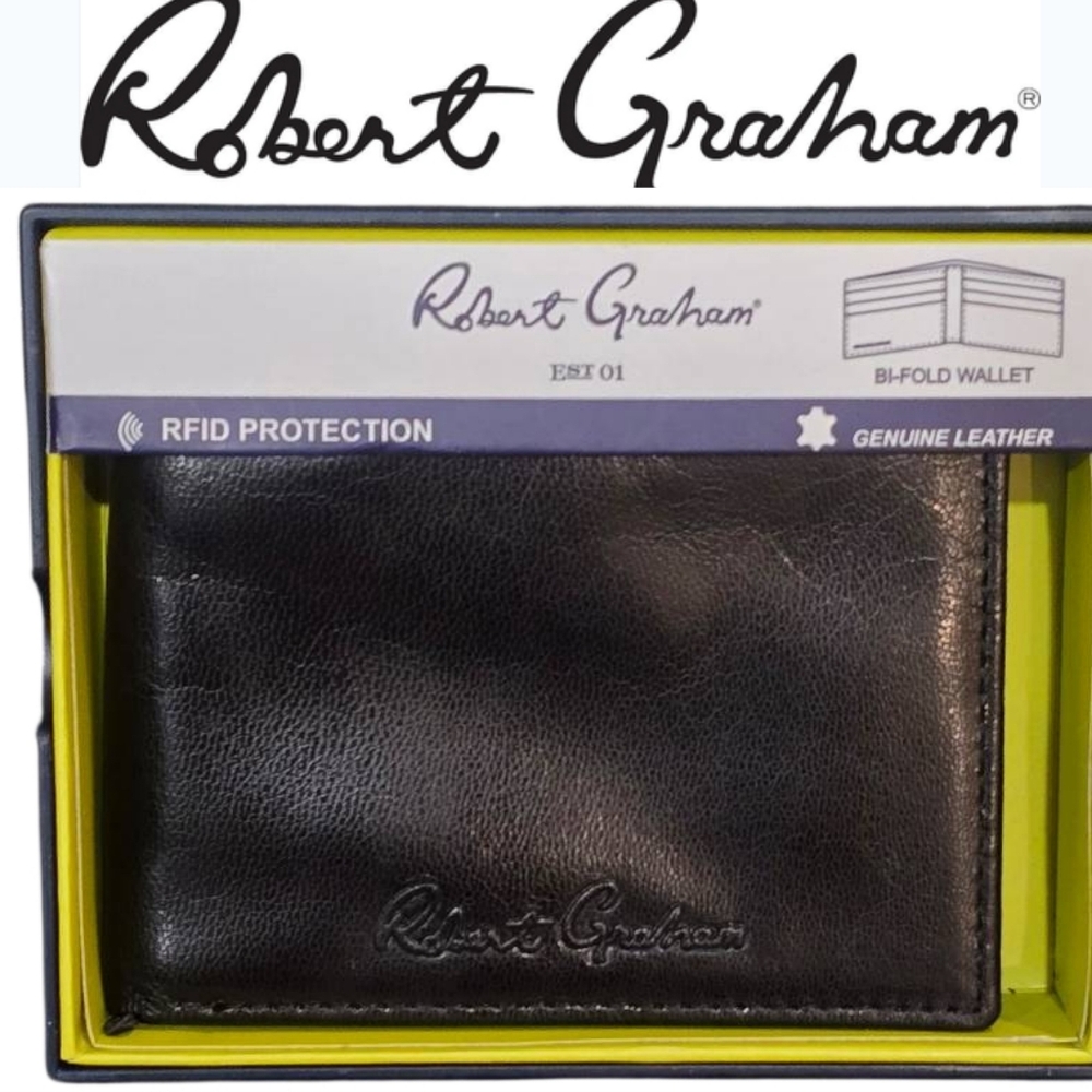 Robert Graham Natter Leather Bi-Fold Wallet- Black